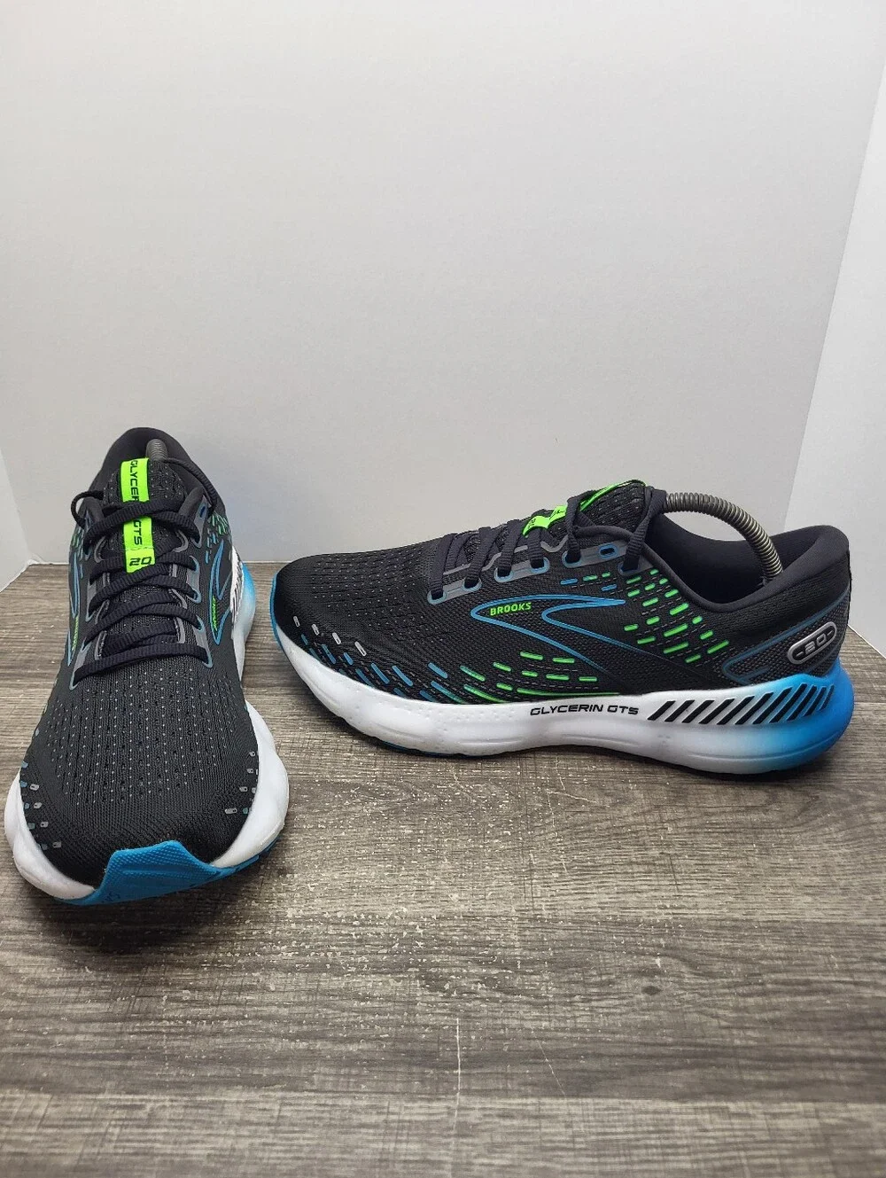 Brooks  Glycerin 20 Running Shoes Black Hawaiian Ocean Green Men's Size 10